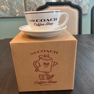 NWT Coach Coffee Shop Mug and Saucer